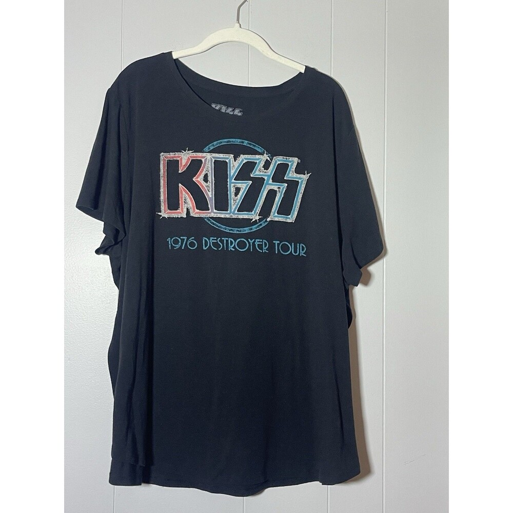 Kiss 1976 Destroyer Tour Black Graphic T-Shirt Size 3X Rock & Pop Music